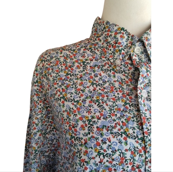 J. Crew Classic Fit Flex Washed Micro Floral Mens Button Down Shirt Size Large - Picture 3 of 8